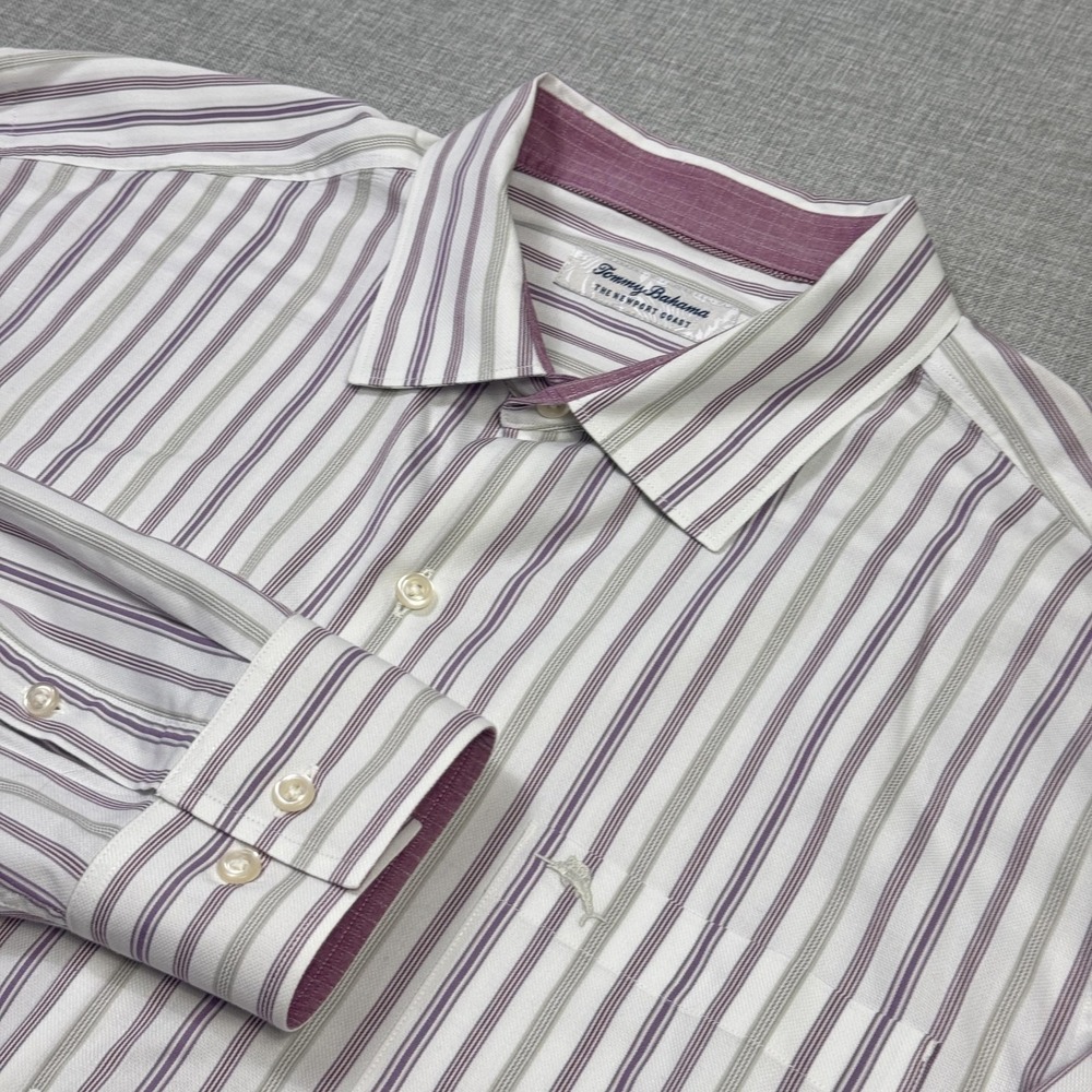 Tommy Bahama The Newport Coast Dress Shirt Men XL Multicolor Striped Long Sleeve